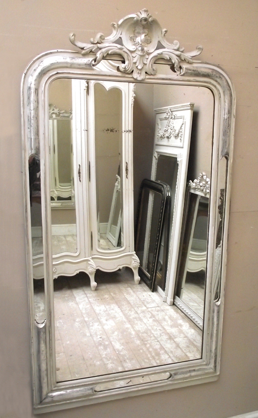french antique painted mirror with crest